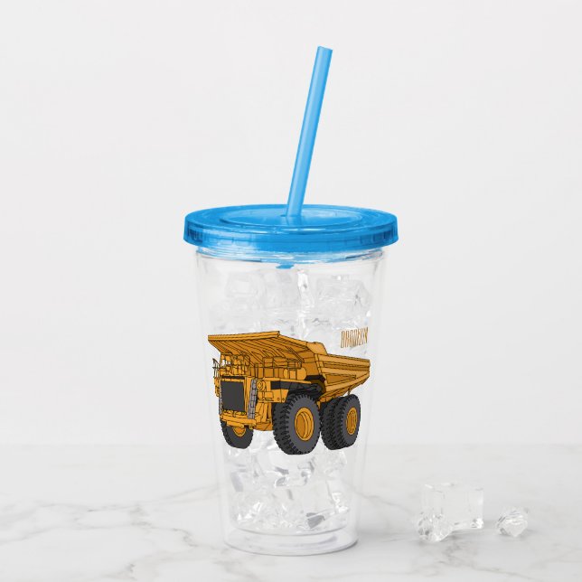 Haul truck cartoon illustration acrylic tumbler (Back Ice)