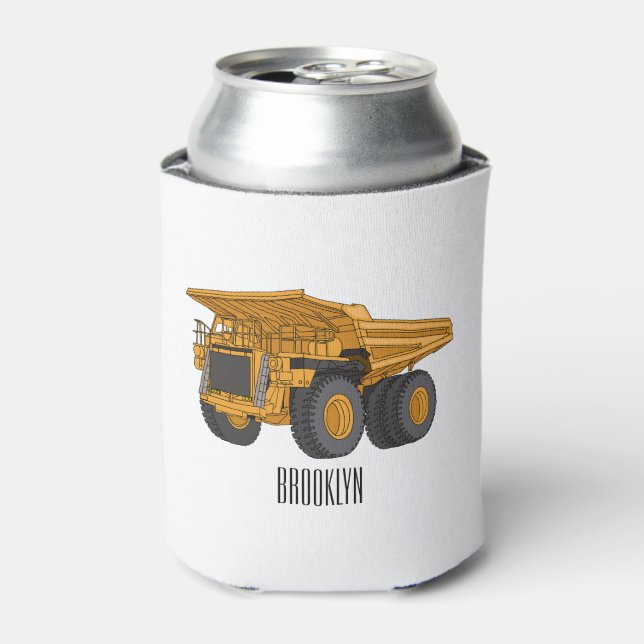 Haul truck cartoon illustration  can cooler (Can Front)