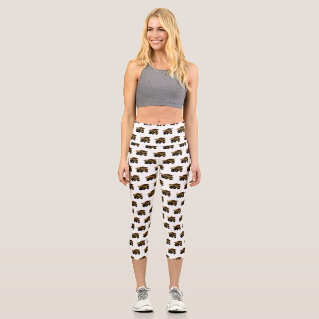 Haul truck cartoon illustration capri leggings (Front)