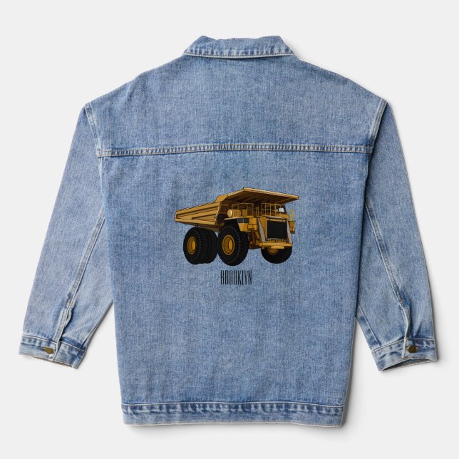 Haul truck cartoon illustration denim jacket (Back)