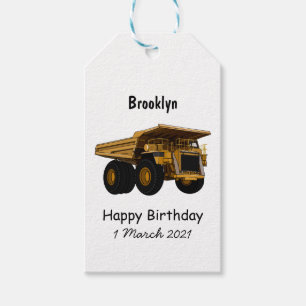 Haul truck cartoon illustration gift tags