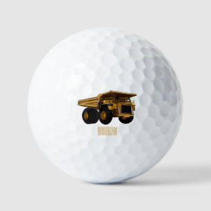 Haul truck cartoon illustration golf balls