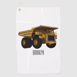 Haul truck cartoon illustration golf towel