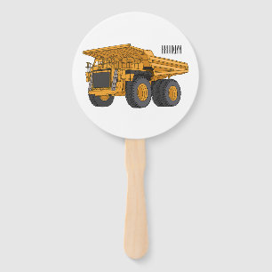 Haul truck cartoon illustration hand fan