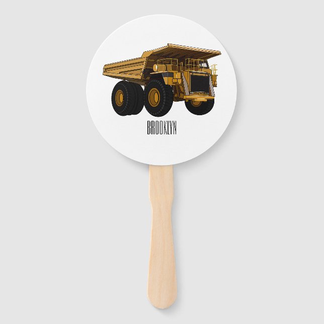 Haul truck cartoon illustration hand fan (Front)