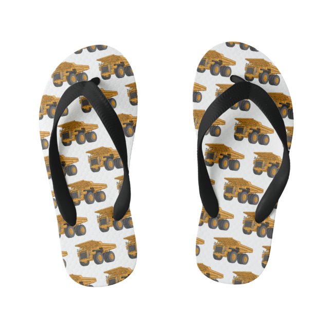 Haul truck cartoon illustration kid's jandals (Footbed)