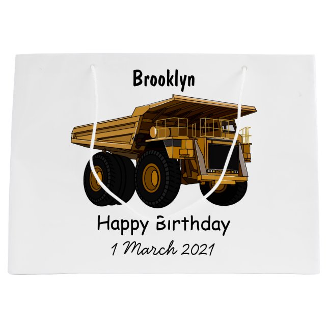Haul truck cartoon illustration large gift bag (Front)