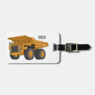 Haul truck cartoon illustration luggage tag