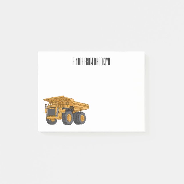 Haul truck cartoon illustration post-it notes (Front)