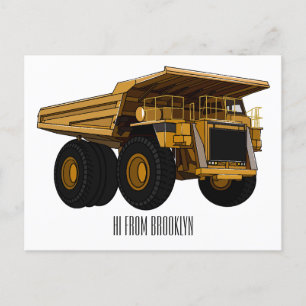 Haul truck cartoon illustration postcard