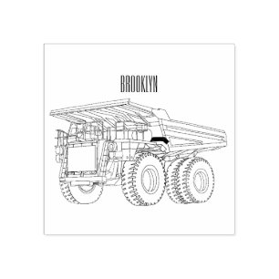 Haul truck cartoon illustration rubber stamp