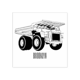 Haul truck cartoon illustration rubber stamp
