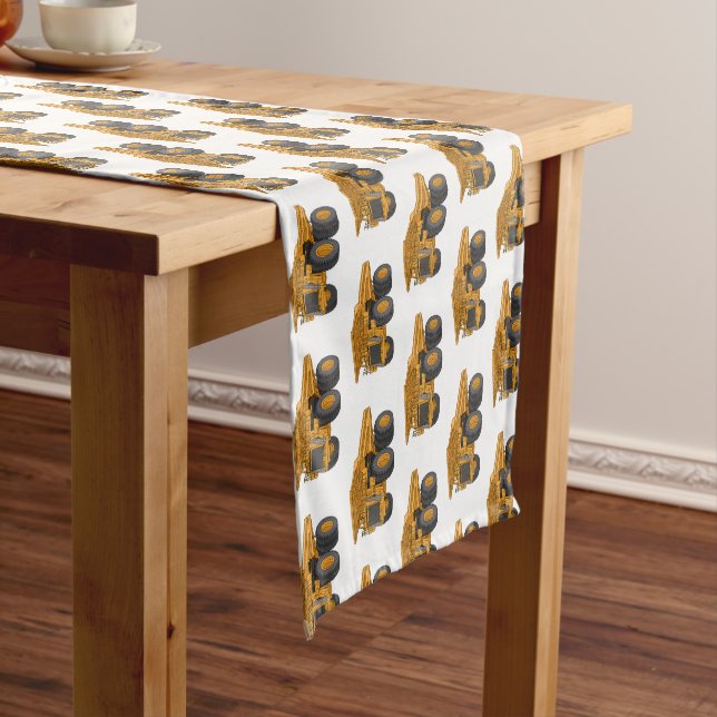 Haul truck cartoon illustration short table runner (In Situ)