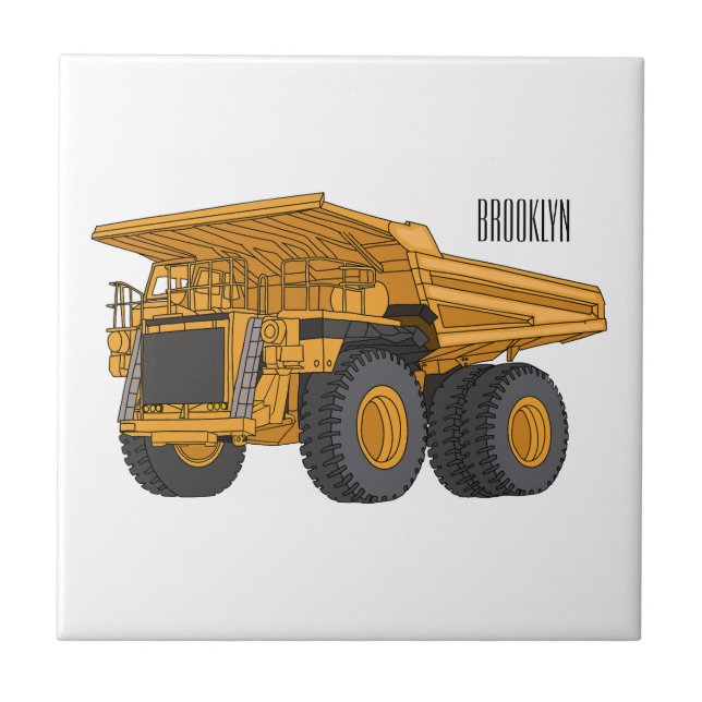 Haul truck cartoon illustration tile (Front)