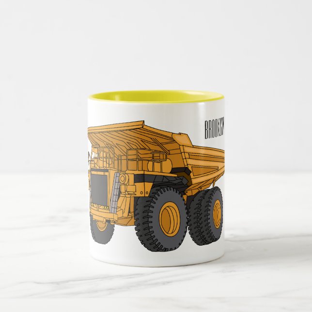 Haul truck cartoon illustration Two-Tone coffee mug (Center)
