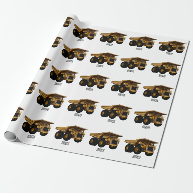 Haul truck cartoon illustration wrapping paper (Unrolled)