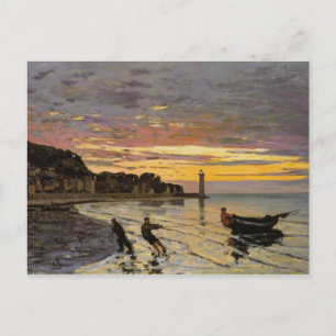 Hauling a Boat Ashore, Honfleur by Claude Monet Postcard