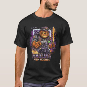 Hauling High Scores Halloween Gamer T-Shirt Retr