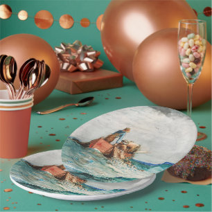 Hauling In The Nets (1887) By Winslow Homer Paper Plate