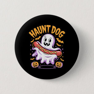 Haunt Dog Funny Ghost Hotdog Halloween 6 Cm Round Badge