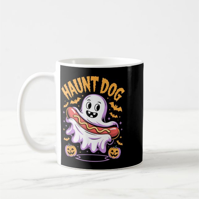Haunt Dog Funny Ghost Hotdog Halloween Coffee Mug (Left)