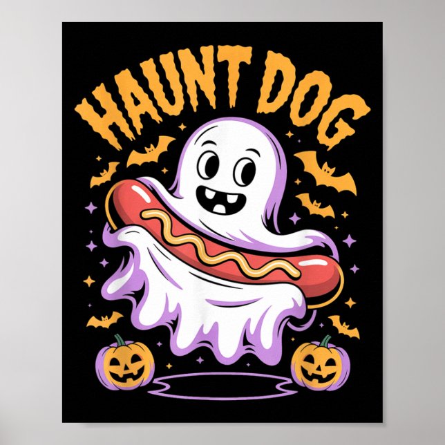 Haunt Dog Funny Ghost Hotdog Halloween Poster (Front)