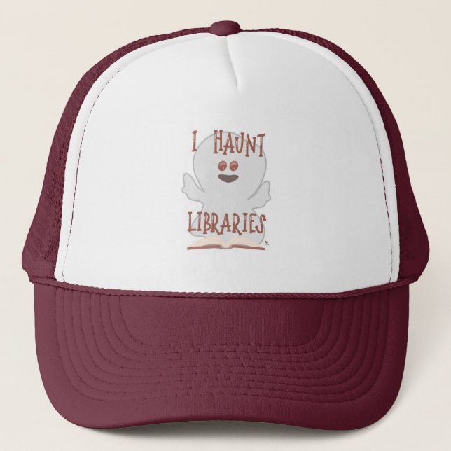 Haunt Libraries Funny Bookish Ghost Art       Trucker Hat (Front)