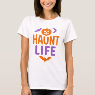 Haunt Life Halloween Pumpkin, Moon & Bats T-Shirt
