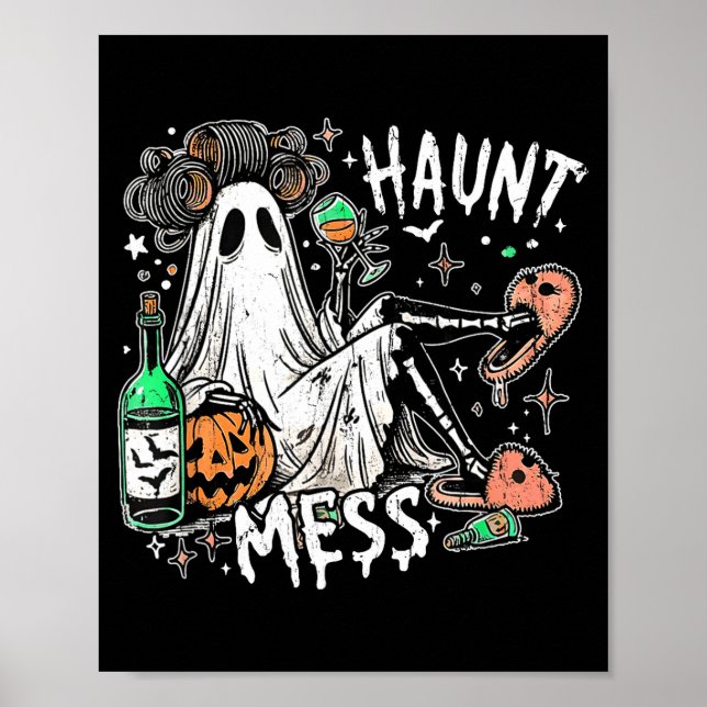 Haunt mess ghost halloween funny halloween  poster (Front)