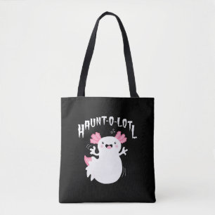 Haunt-O-Lotl Ghost Axolotl Tote Bag