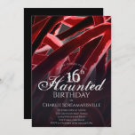 Haunted 16 Sixteenth Birthday Party Invitation<br><div class="desc">Have a Halloween or scary themed celebration with this haunted sixteenth birthday party invitation. This haunted 16th birthday invite design includes distressed lettering to add to the mood and more standard fonts to get the information across. The invitation has a red, black, and white colour scheme. Ready for a scary...</div>