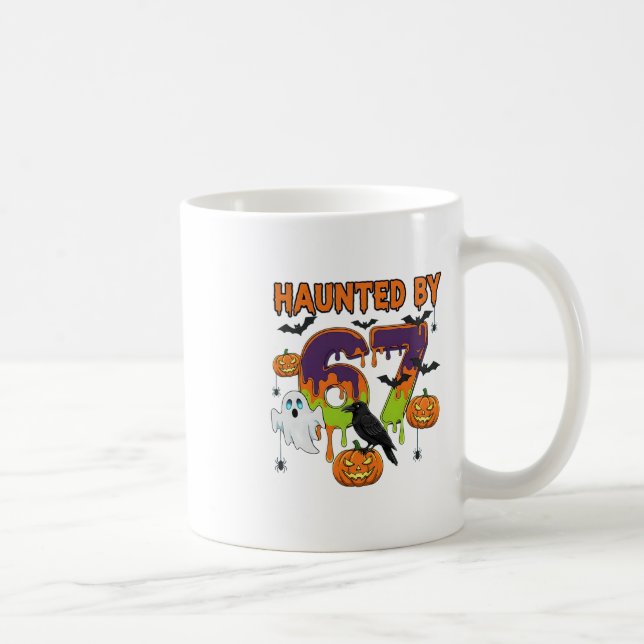 Haunted 67 Meme Six Seven 6-7 Funny Internet Joke  Coffee Mug (Right)