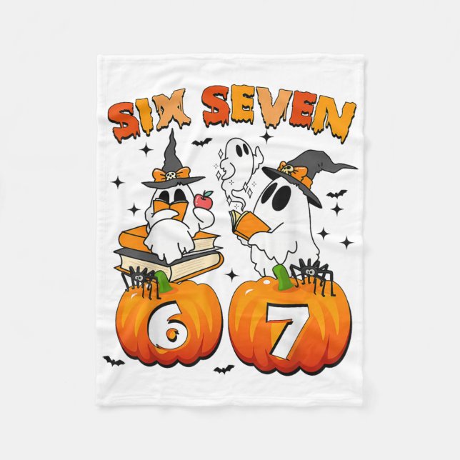 Haunted 67 Meme Six Seven 6-7 Funny Internet Joke  Fleece Blanket (Front)