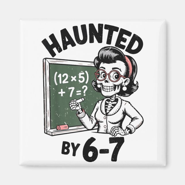 Haunted 67 Skeleton Math Teacher Halloween Costume Magnet (Front)