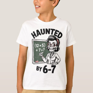 Haunted 67 Skeleton Math Teacher Halloween Costume T-Shirt