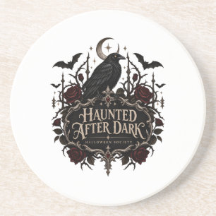 Haunted After Dark Halloween Gothic Raven Design Coaster