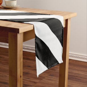 Haunted Black and White Striped  Long Table Runner