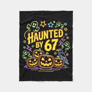 Haunted By 67 Funny Ghost And Pumpkin Halloween  Fleece Blanket