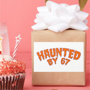 Haunted by 67 Funny Ghost And Pumpkin Halloween Rectangular Sticker