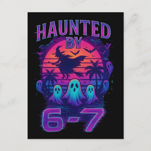 Haunted by 67 Funny Halloween Meme Holiday Postcard (Front)