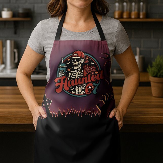 Haunted By 67 Funny Halloween Six Seven 67 Meme Apron (Creator Uploaded)