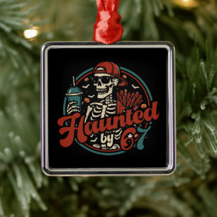 Haunted By 67 Funny Halloween Six Seven 67 Meme Metal Tree Decoration