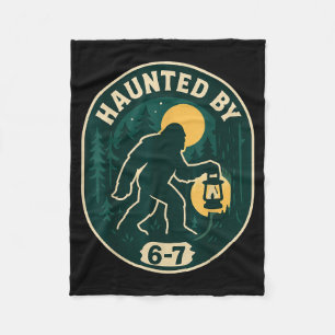 Haunted By 6-7 Bigfoot Lantern Halloween Badge  Fleece Blanket