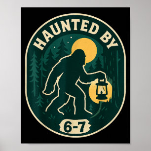 Haunted By 6-7 Bigfoot Lantern Halloween Badge Poster