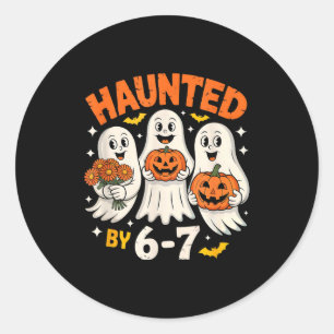 Haunted By 6-7 Cute Ghosts With Flowers Classic Round Sticker
