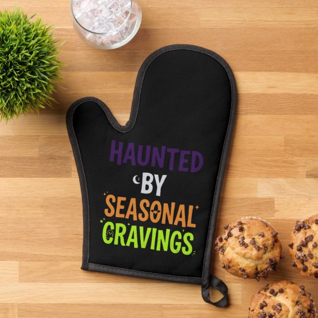 Haunted By Seasonal Cravings Oven Mitt (Top down)