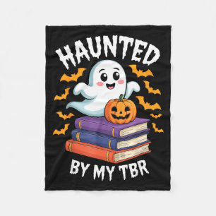 Haunted by tbr cute ghost reading books pumpkin fleece blanket