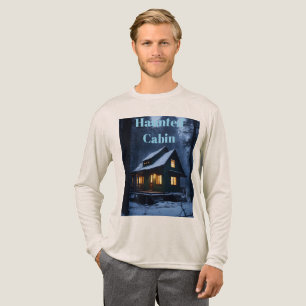 Haunted Cabin in the Forest at Night – Dark Misty Tri-Blend Shirt