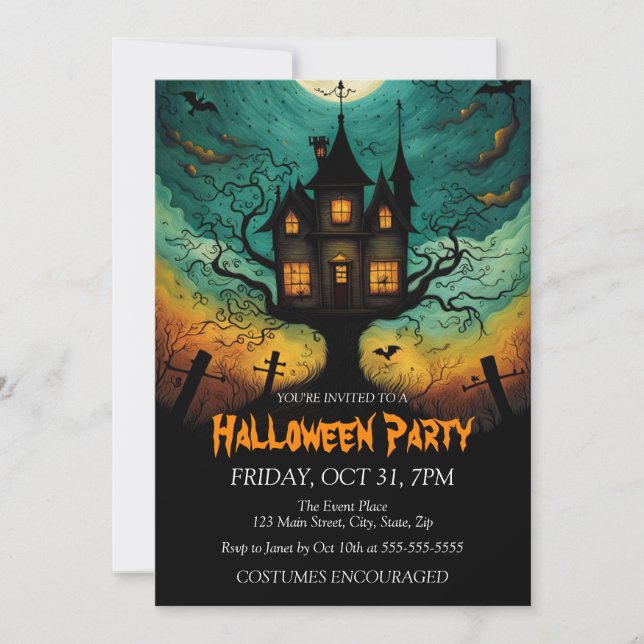 Haunted Castle Costume Halloween Party Invitation (Front)