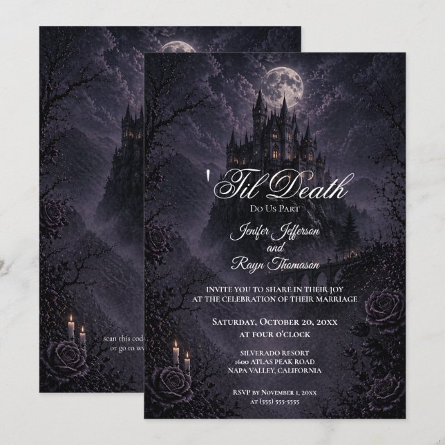 Haunted Castle Gothic wedding invitation (Front/Back)
